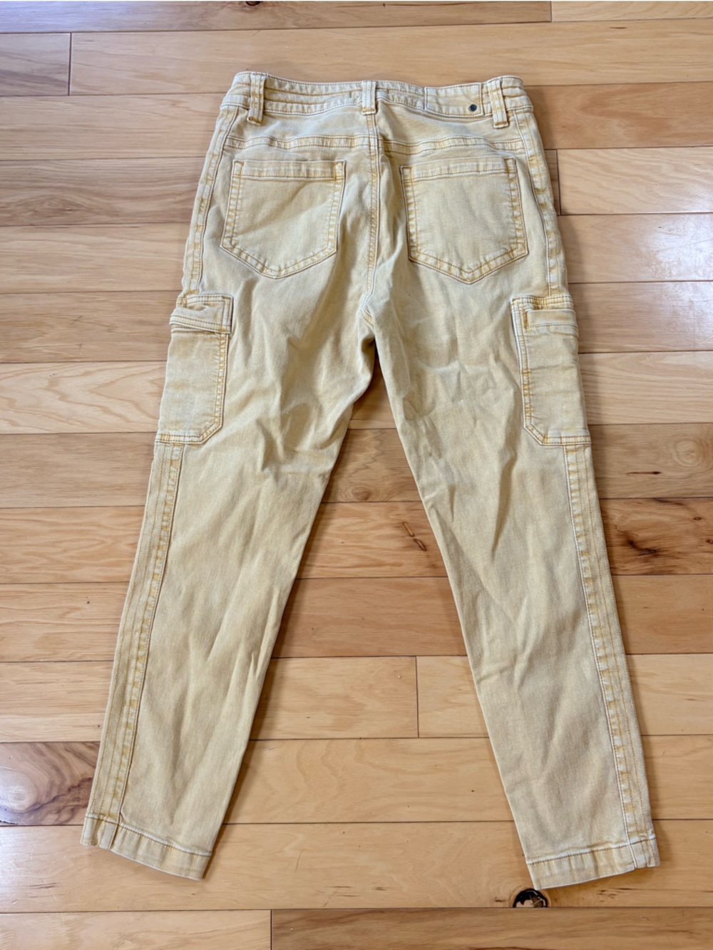 prAna Dollia Ankle Pants Womens Sz 10 Yellow Cargo Mid Rise Stretch Hiking - Picture 2 of 10